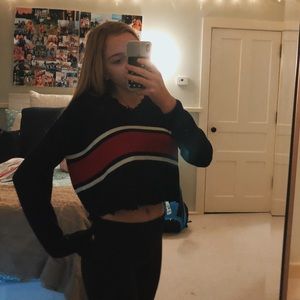 cropped red white and blue sweater